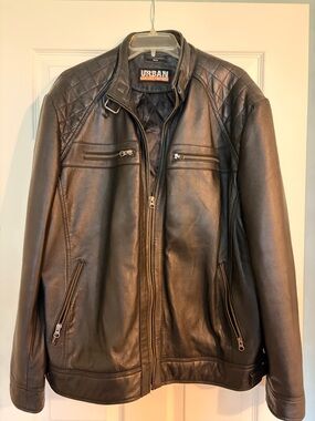 Urban Leather Factory Men’s Black Leather Moto Jacket